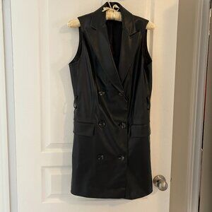 ZARA Faux Leather Double-Breasted Tunic Vest / Mini Dress (XS)